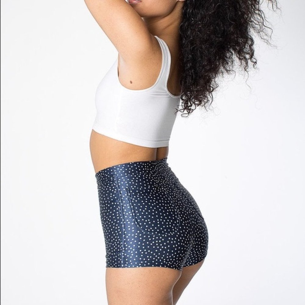 American apparel polka dot navy hot pants